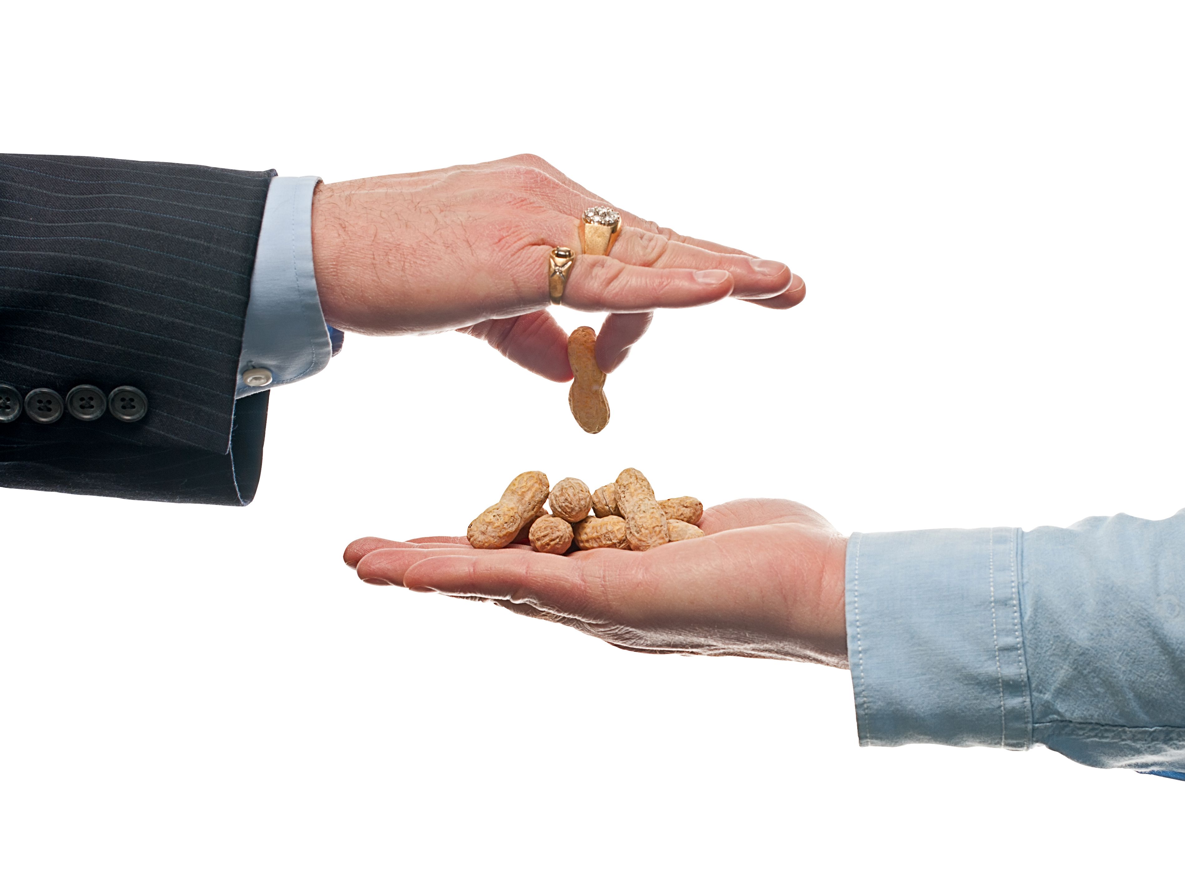 Getting paid in peanuts.